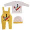 Newborn Outfit Set of 3 Unicorn Design Yellow