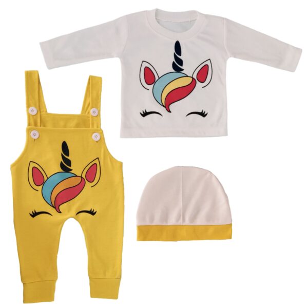 Newborn Outfit Set of 3 Unicorn Design Yellow