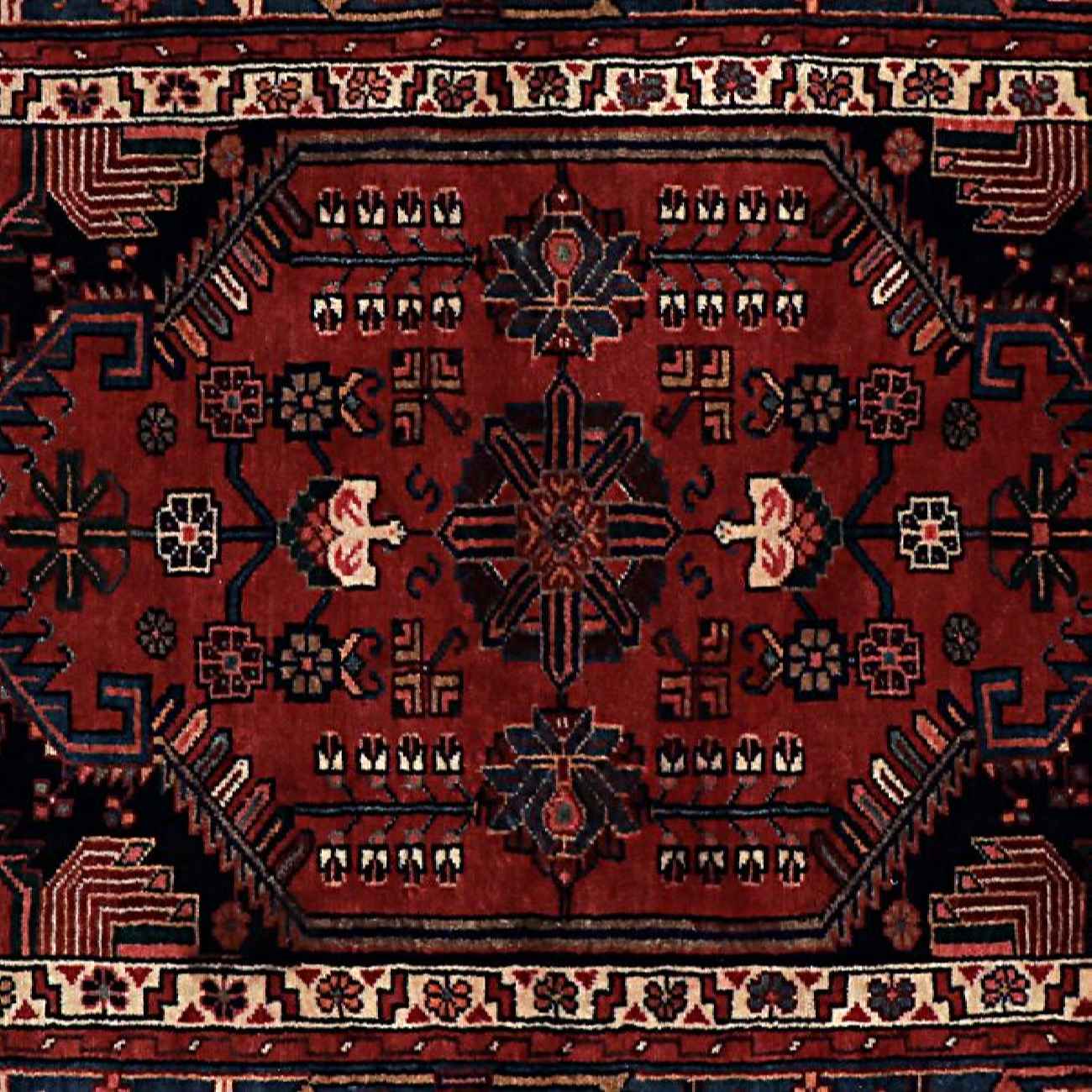 Original Persian Carpet with Wool Hand-Knotted in Hamadan Lachak Toranj