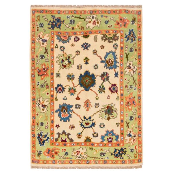 Original Persian Carpet with Wool Hand-Knotted in Kashmar Floral Bordered
