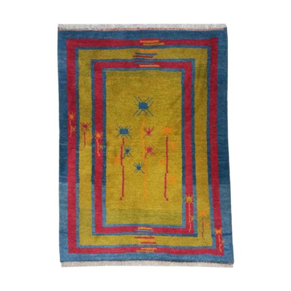 Original Genuine Persian Gabbeh Wool Rug Handwoven Yellow