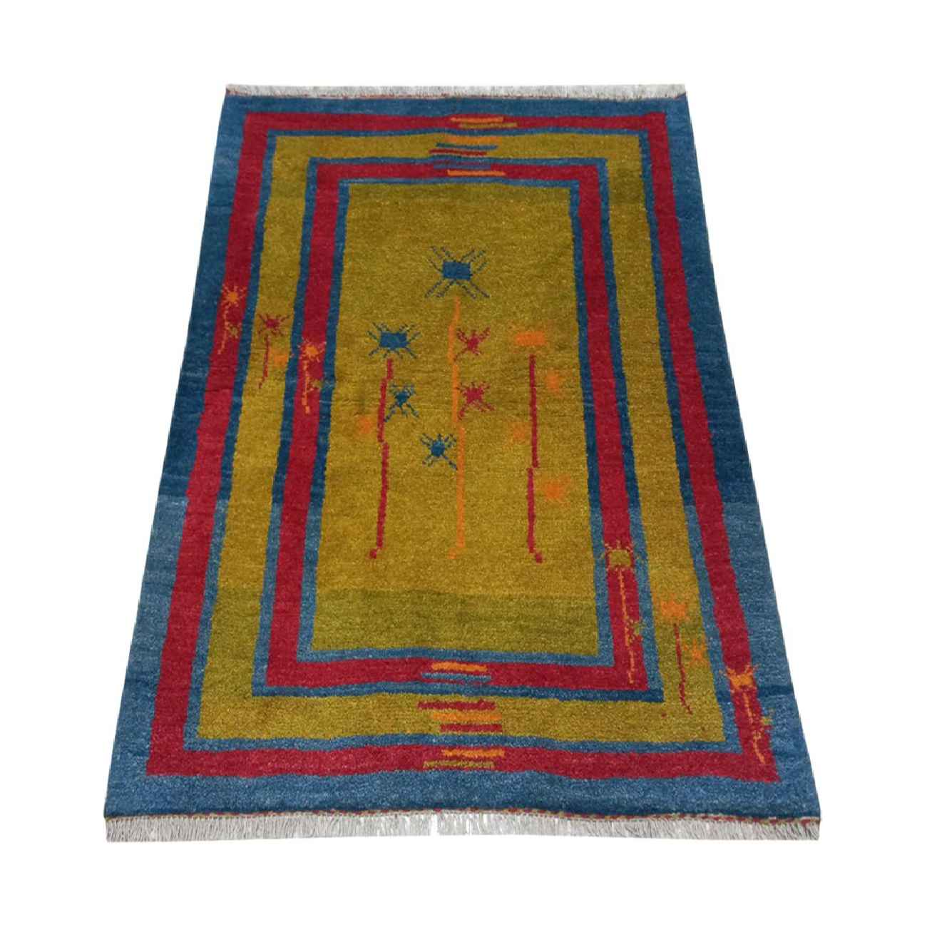 Original Genuine Persian Gabbeh Wool Rug Handwoven Yellow
