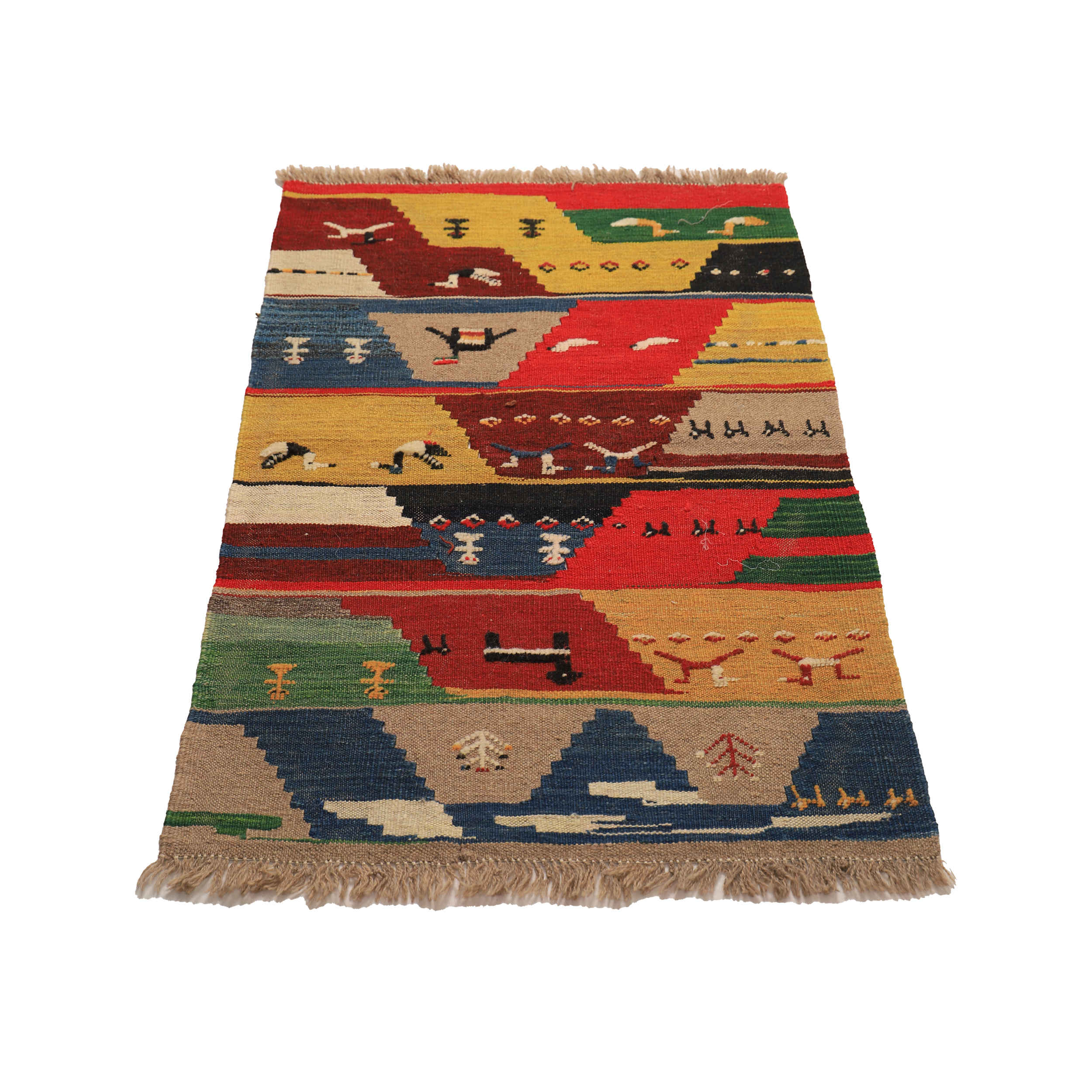 Original Persian Gabbeh Wool Rug Handwoven in Fars with Animal Motifs