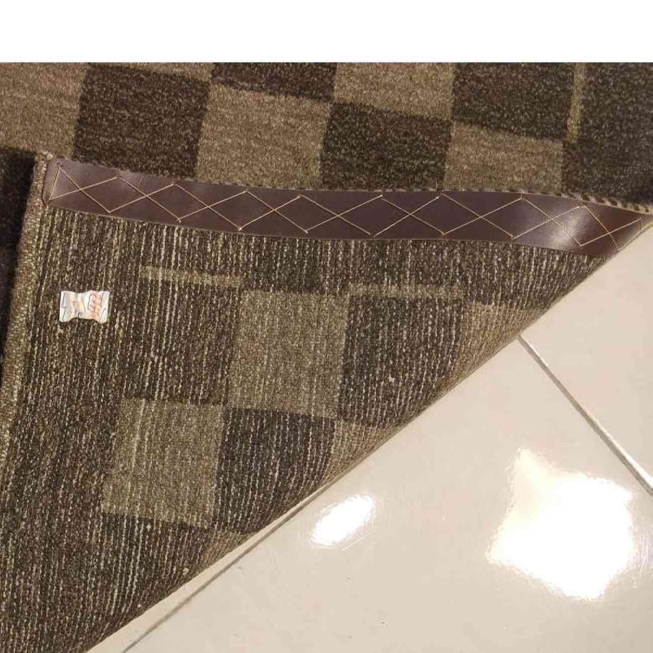 Original Genuine Persian Gabbeh Wool Rug Handwoven in Fars Checkered Brown