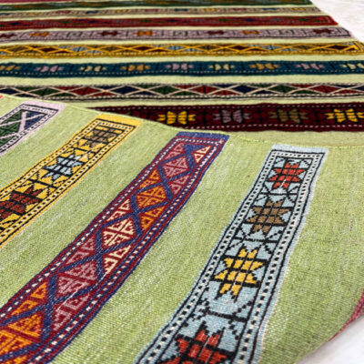 Original Persian Wool Kilim Rug Handwoven in Golestan Striped
