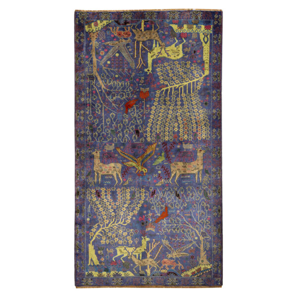 Artistic Collectible Persian Wool Carpet Hand-Knotted in Baluchistan