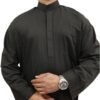 Black Pakistani Kurta for Men - Traditional Long Shirt