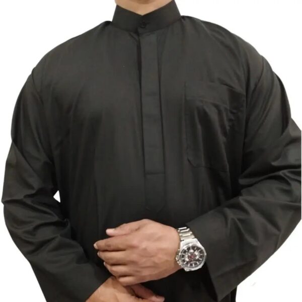 Black Pakistani Kurta for Men - Traditional Long Shirt