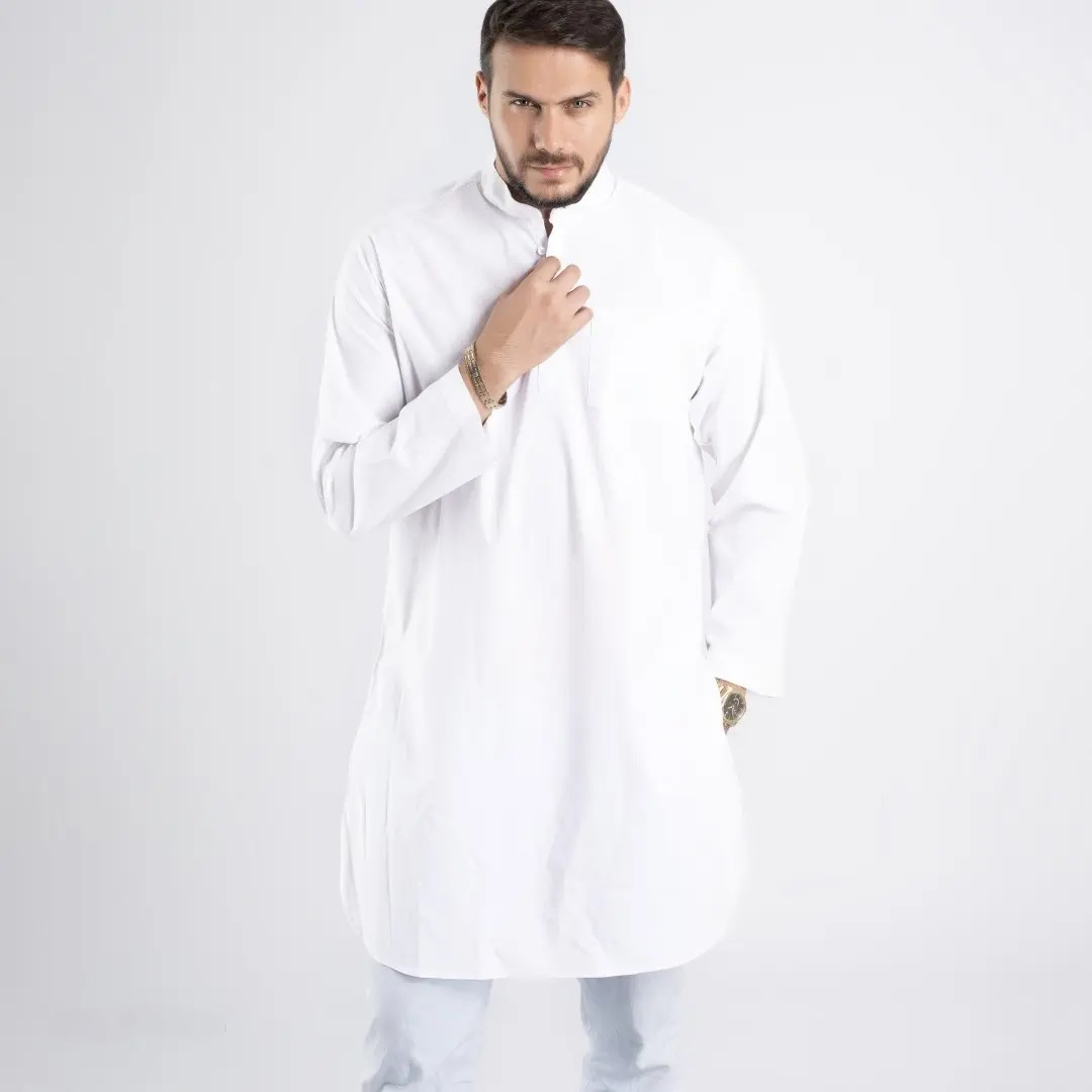 White Pakistani Kurta for Men – Traditional Long Shirt