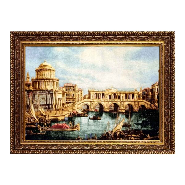 Hand-Knotted Persian Pictorial Rug from Tabriz Depicting Venice