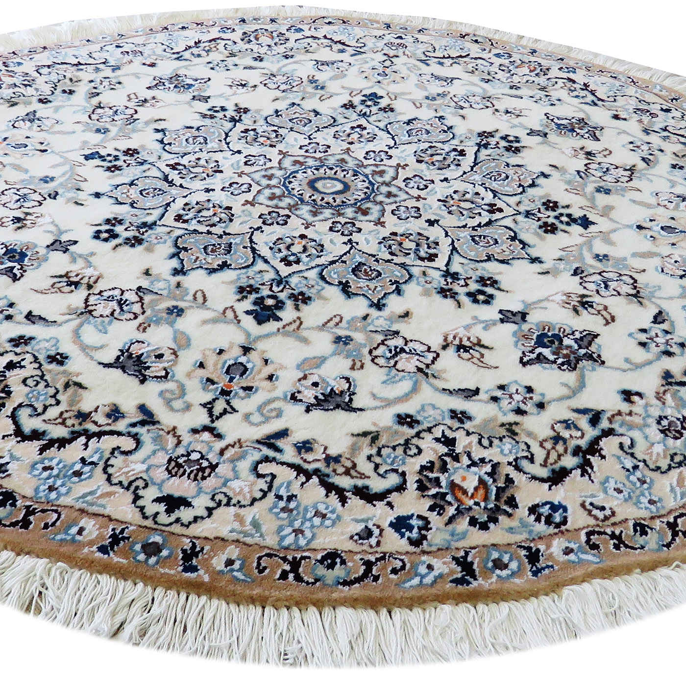 Persian Carpet with Wool Authentic Hand-Knotted in Nain Medallion
