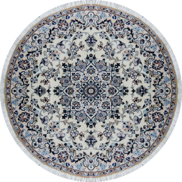 Persian Carpet with Wool Authentic Hand-Knotted in Nain Medallion