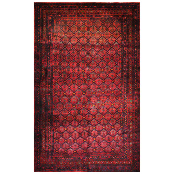 Persian Carpet with Wool Hand-Knotted in Sirjan Geometric Burgundy