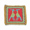 Handwoven Persian Kilim Coaster with Hoopoe Design