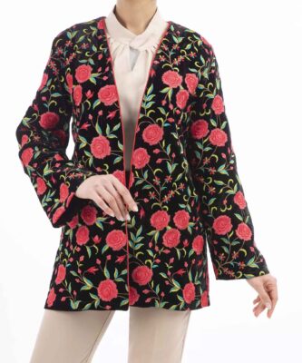 Persian Embroidered Women’s Manto with Floral Design