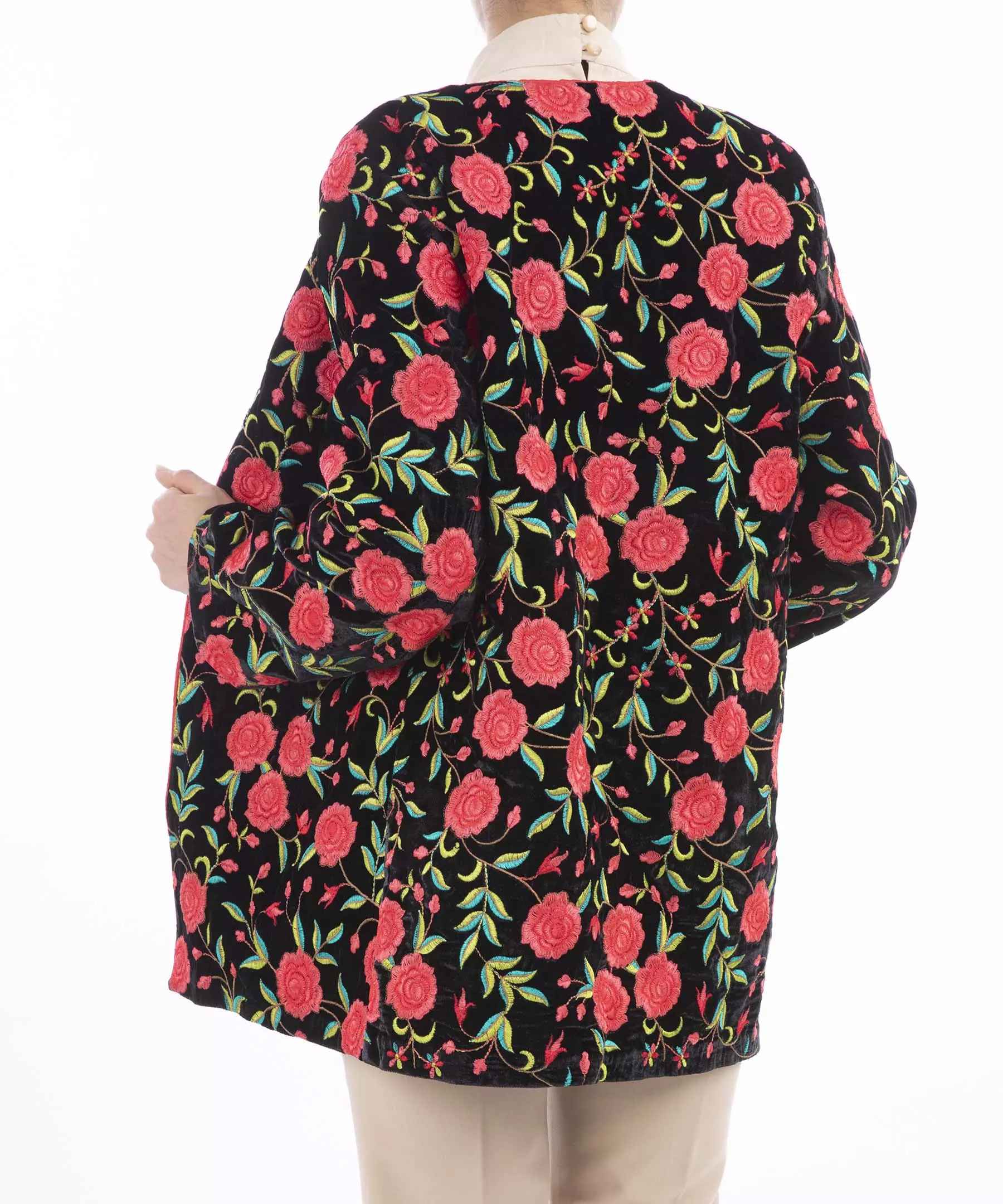 Persian Embroidered Women’s Manto with Floral Design