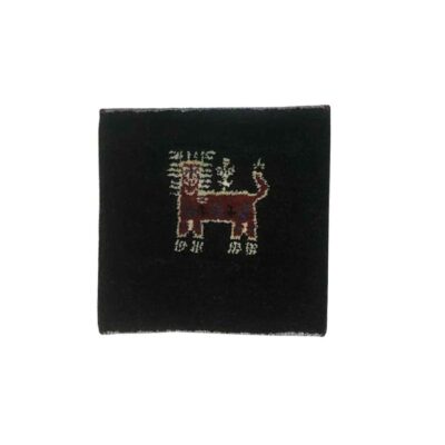 Genuine Persian Gabbeh Wool Rug Handwoven with Animal Motifs Black Lion