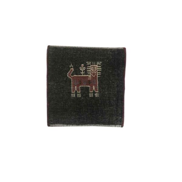 Genuine Persian Gabbeh Wool Rug Handwoven with Animal Motifs Black Lion