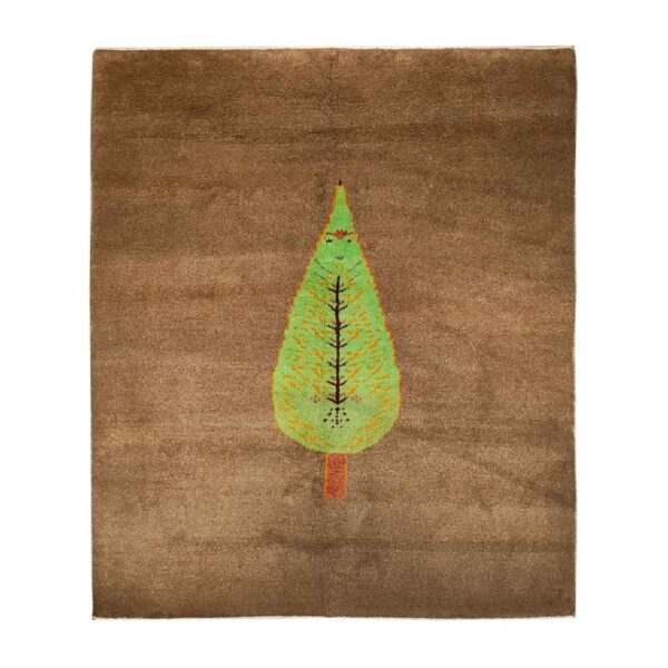Genuine Persian Gabbeh Wool Rug Handwoven Brown Tree