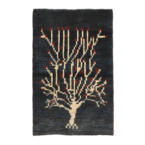Persian Gabbeh Wool Rug Handwoven in Fars Tree Charcoal