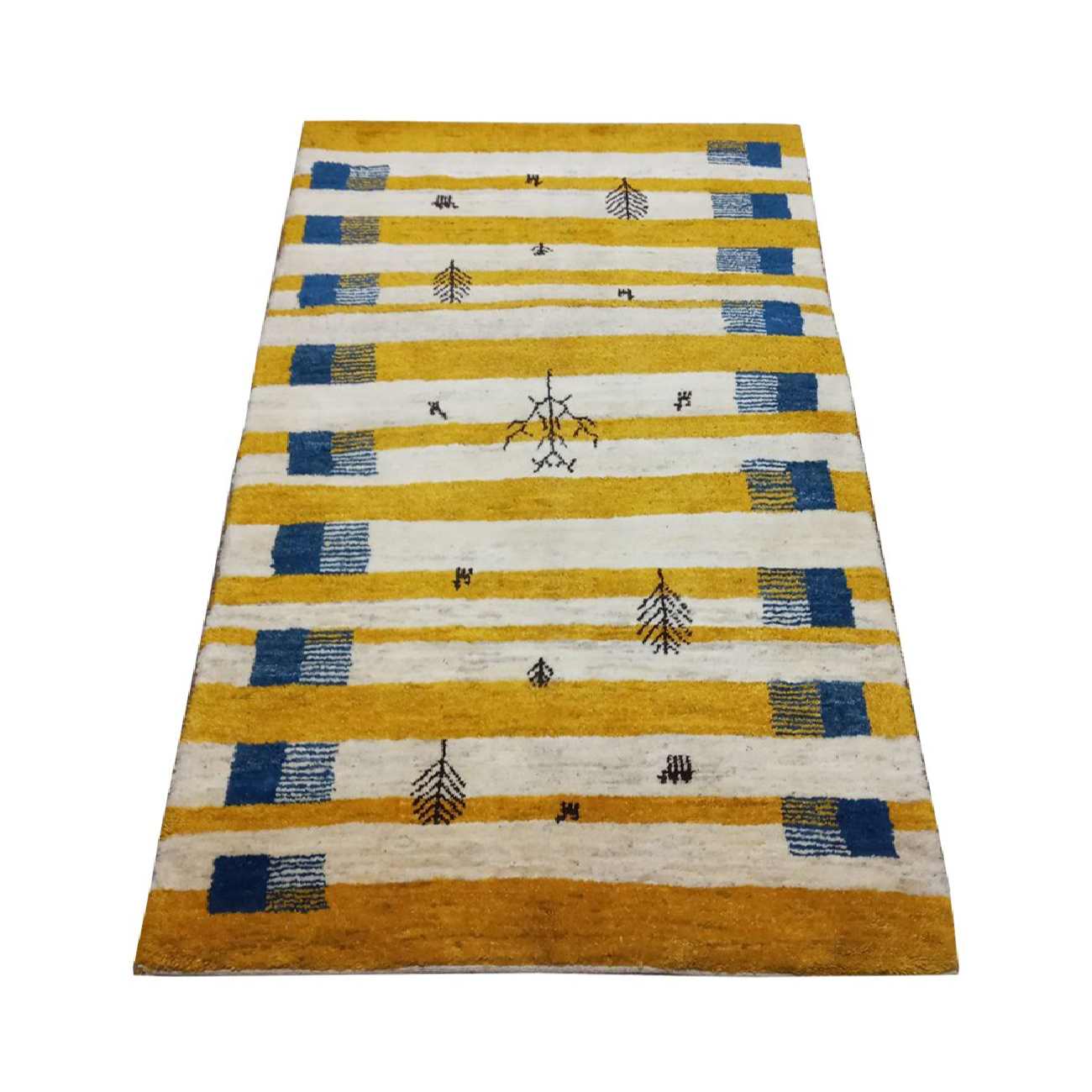 Genuine Persian Gabbeh Wool Rug Handwoven with Animal & Tree Motifs