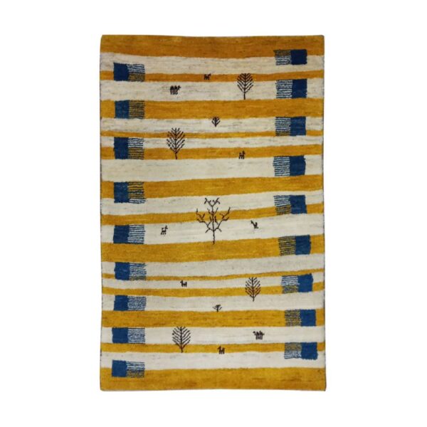 Genuine Persian Gabbeh Wool Rug Handwoven with Animal & Tree Motifs