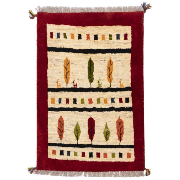 Genuine Persian Gabbeh Wool Rug Handwoven in Fars Tree Motifs