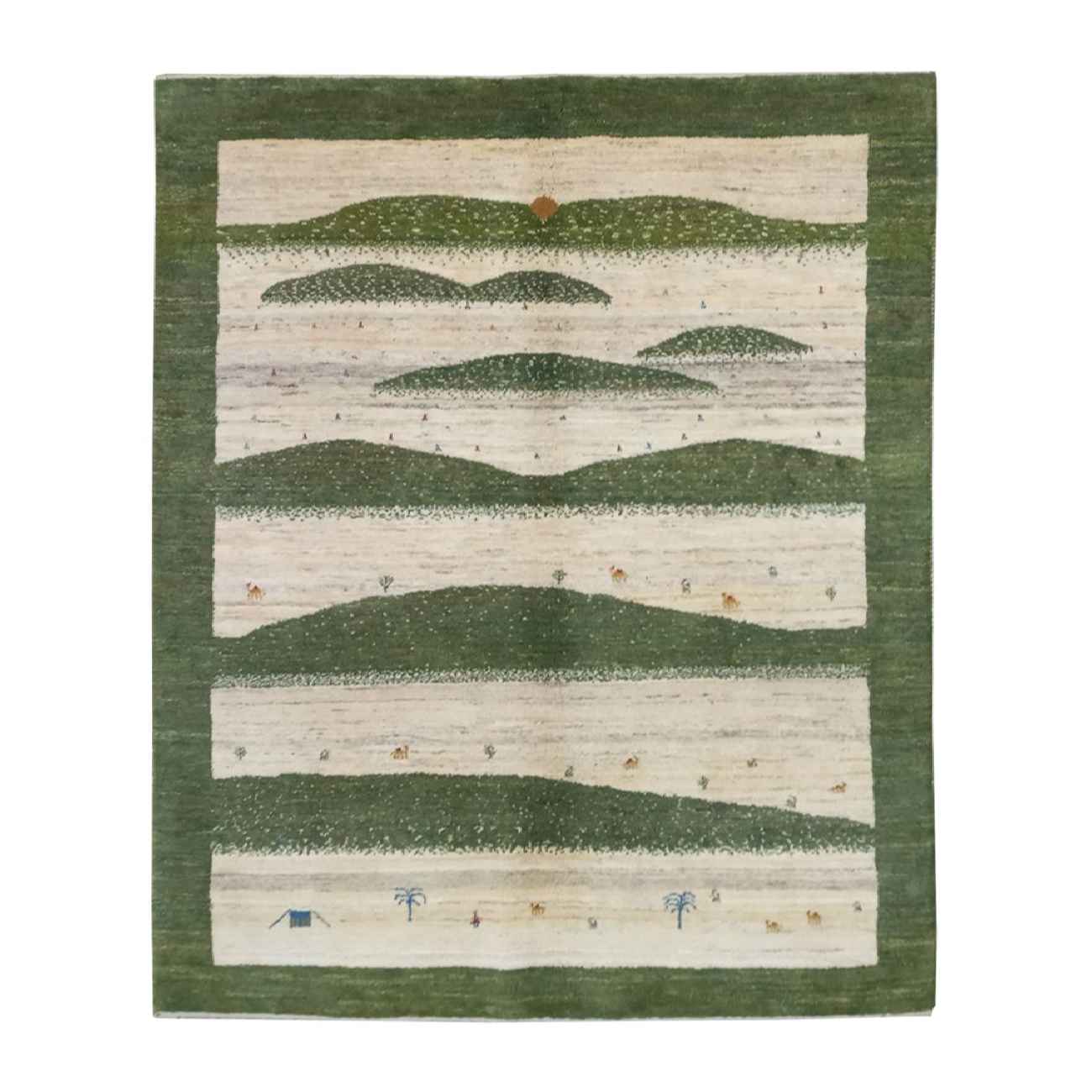 Persian Gabbeh Wool Rug Handwoven Tree & Animal Motifs