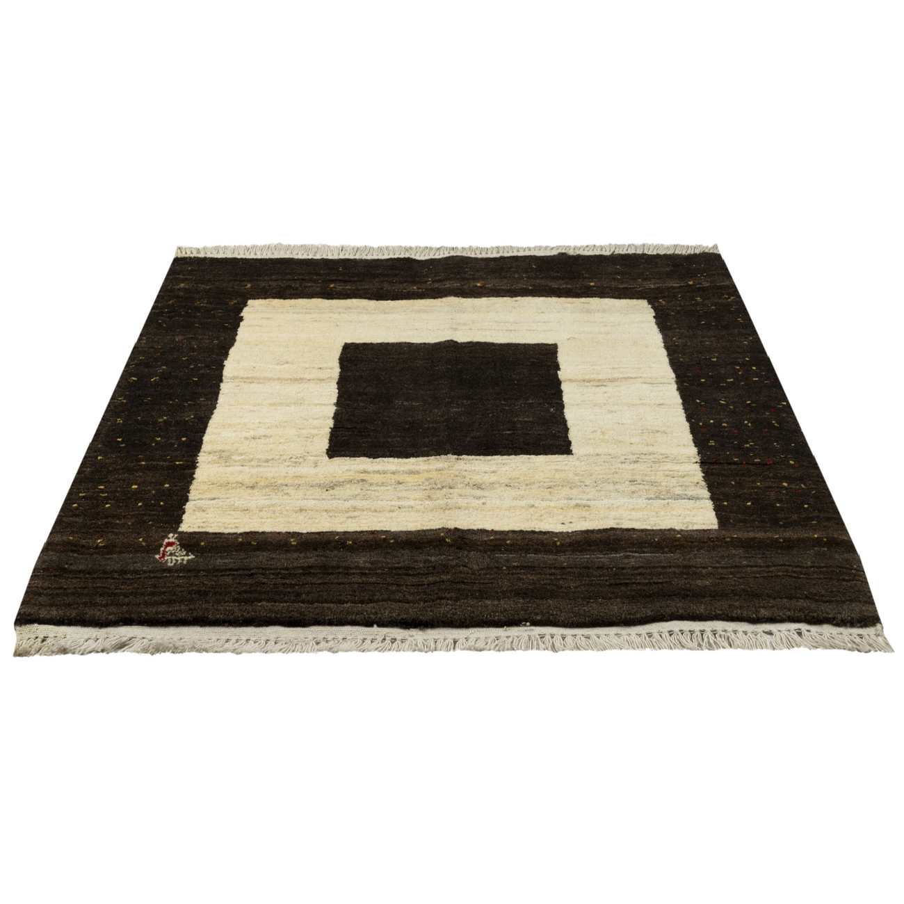 Genuine Persian Gabbeh Wool Rug Handwoven Cream & Brown