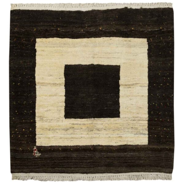 Genuine Persian Gabbeh Wool Rug Handwoven Cream & Brown