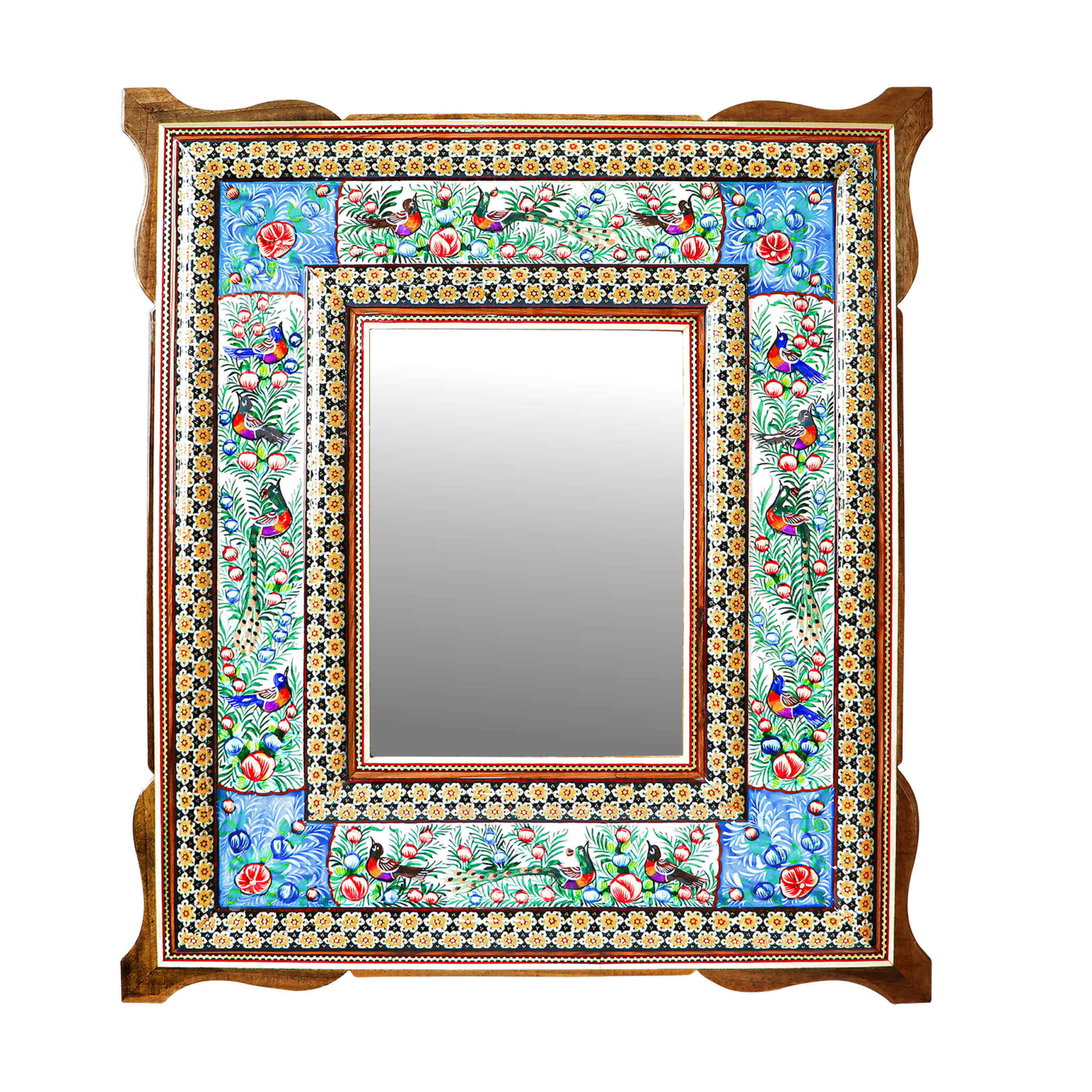 Khatamkari Wooden Mirror Frame Embossed Miniature Design ShopiPersia