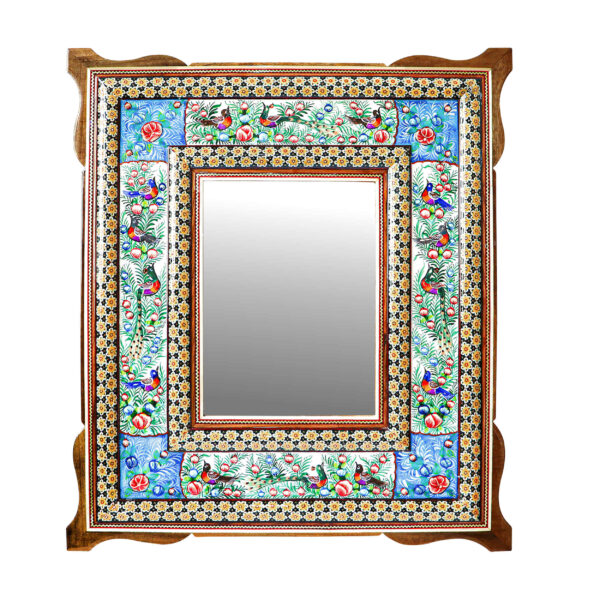Wooden Mirror Frame – Khatamkari Embossed Miniature Design