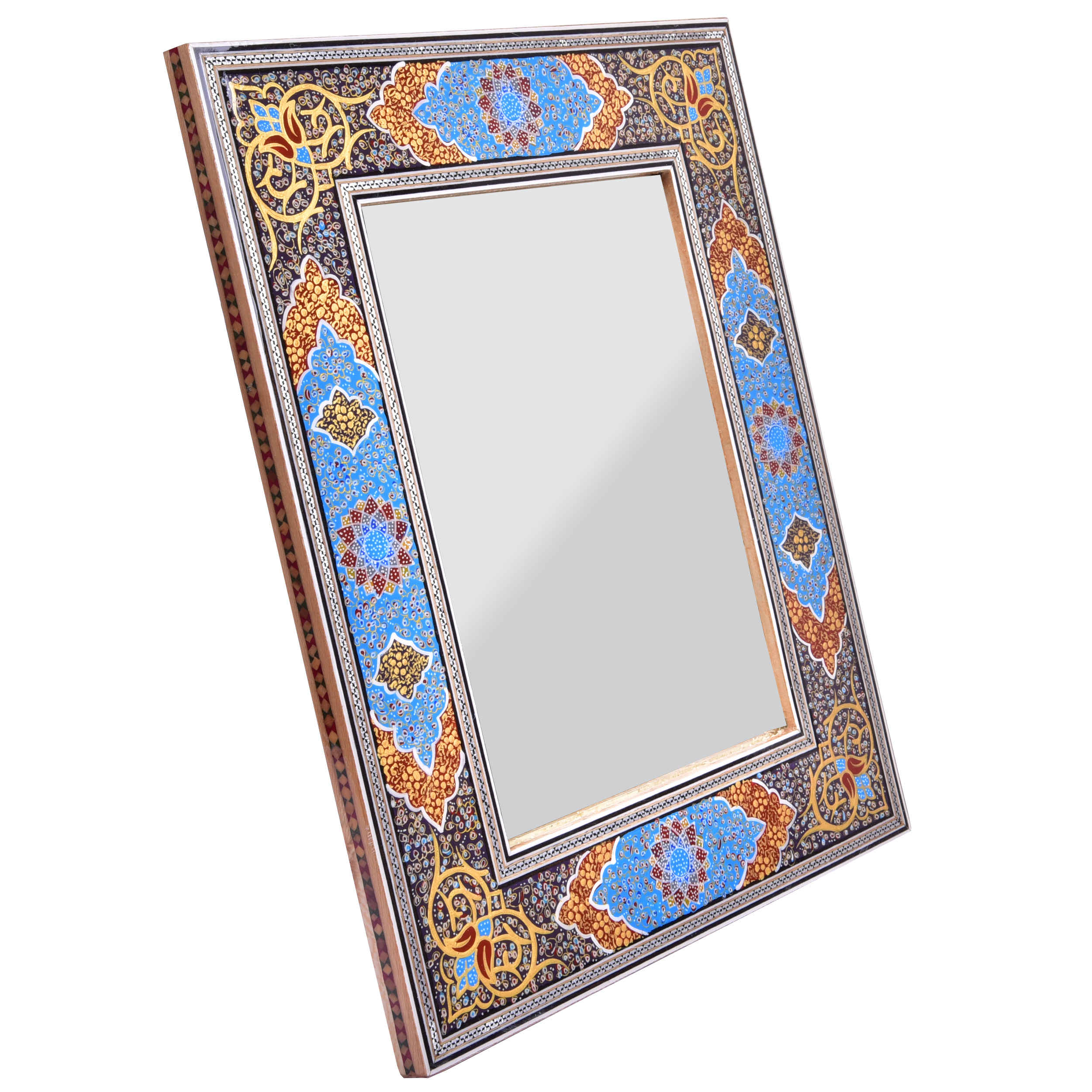 Persian Wooden Mirror Frame – Khatamkari Mahor Design