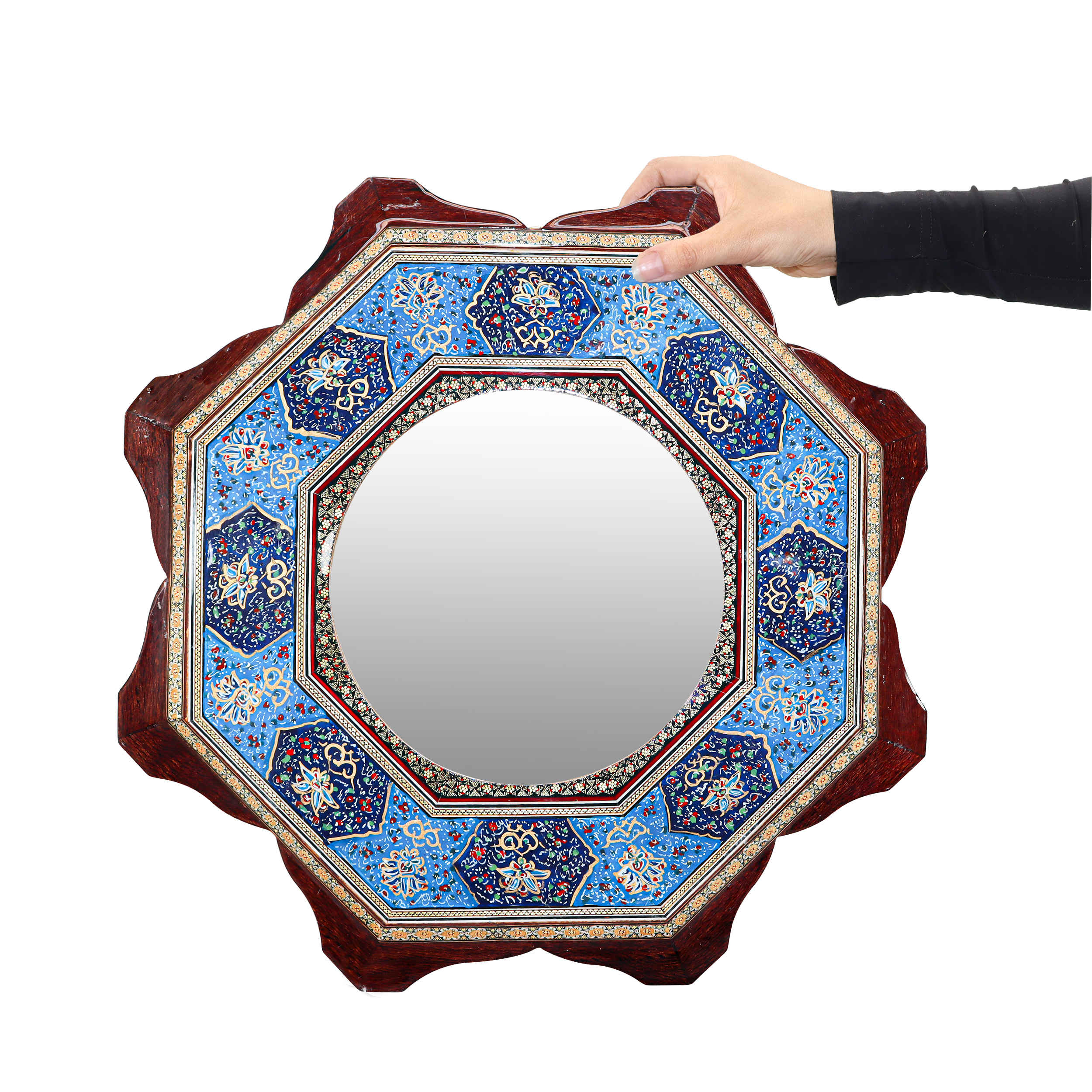 Persian Wooden Mirror Frame – Khatamkari Octagonal Model
