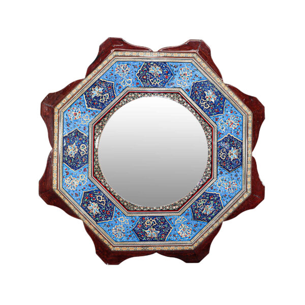 Persian Wooden Mirror Frame – Khatamkari Octagonal Model