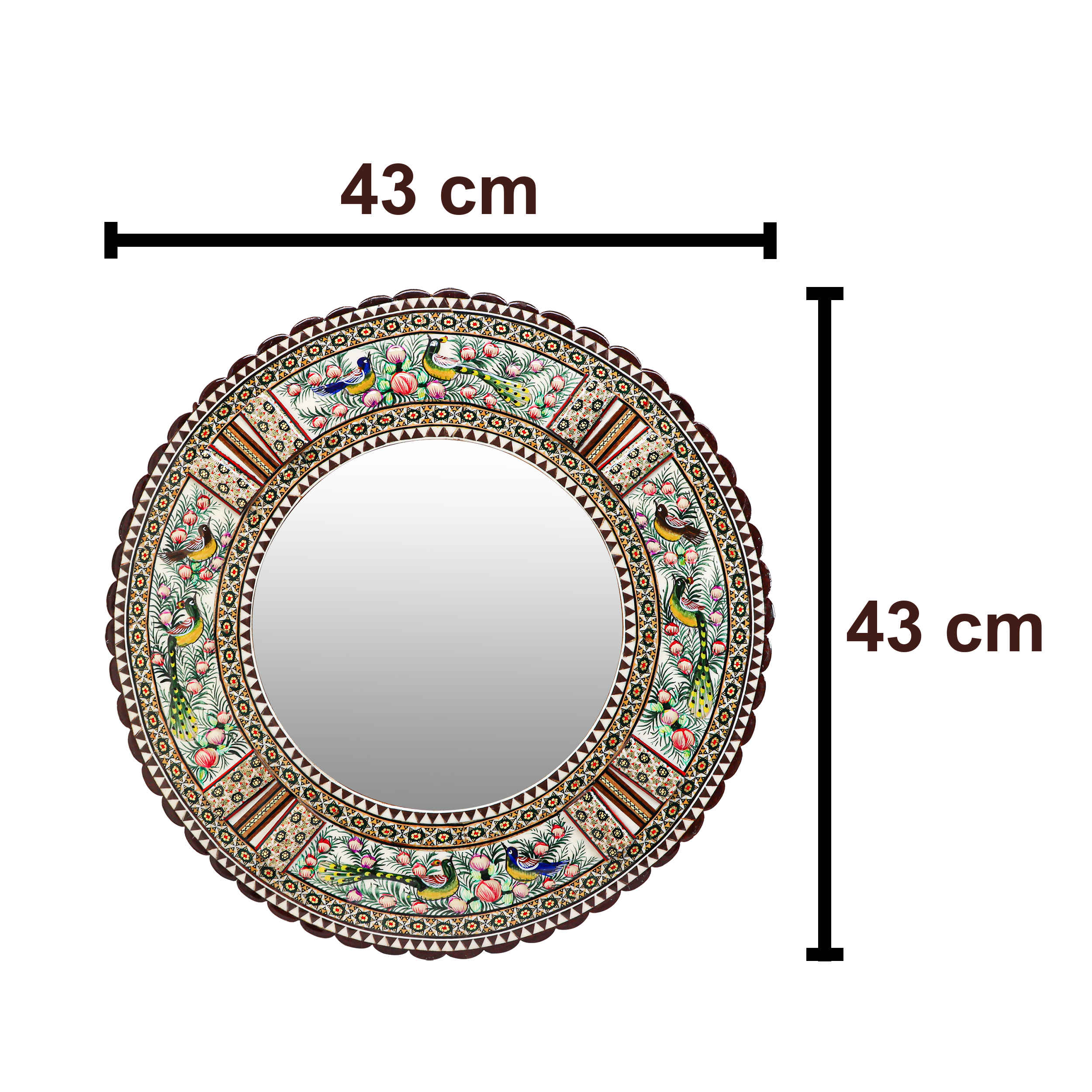 Persian Wooden Mirror Frame – Khatamkari Sparrow & Floral Design