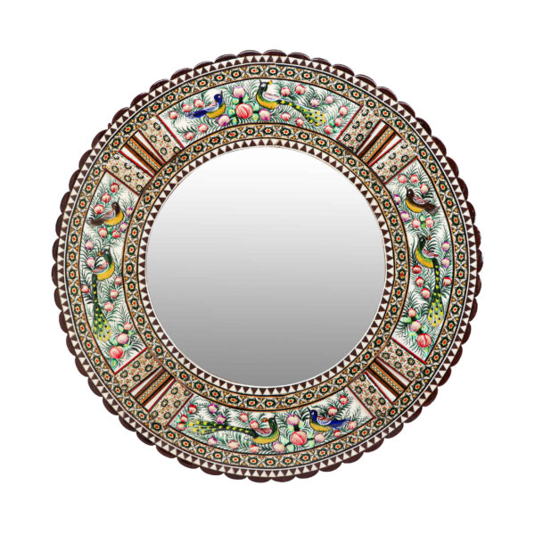 Persian Wooden Mirror Frame – Khatamkari Sparrow & Floral Design