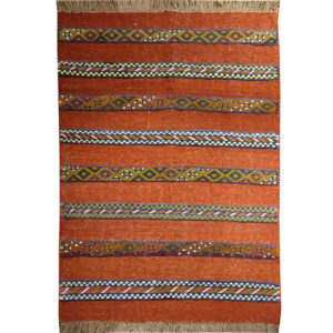 Persian Kilim Rug with Wool Handwoven Traditional Striped