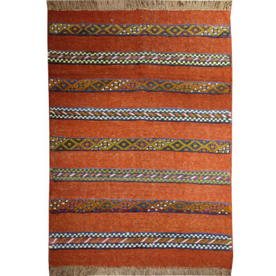 Persian Wool Kilim Rug Handwoven Traditional Striped