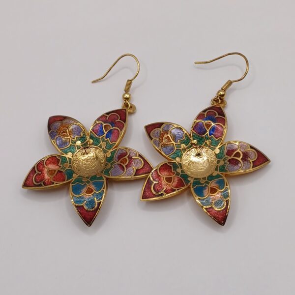Copper Dangle Earrings Enameled for Women Indian