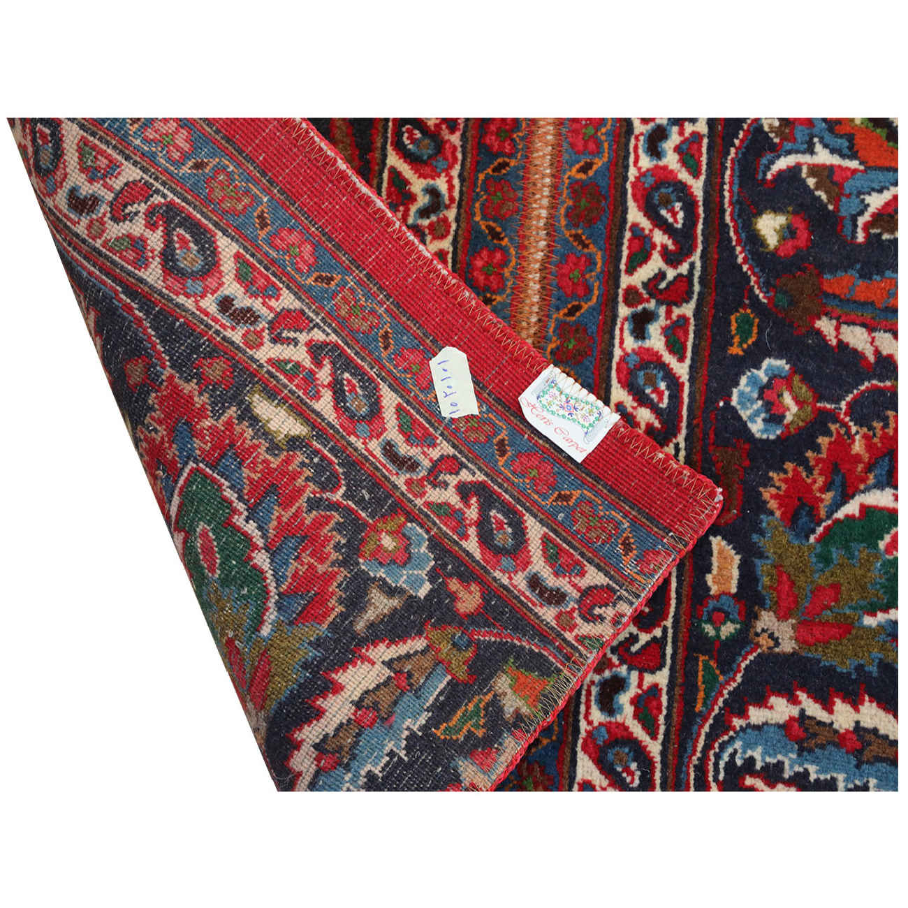 Vintage Persian Hand-Knotted Patchwork Carpet Paisley Red