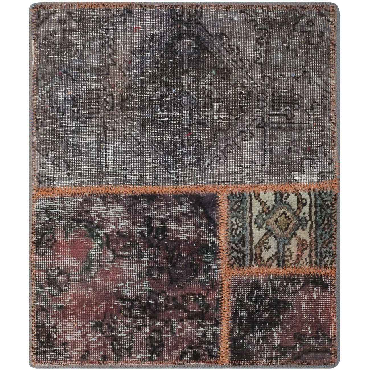 Vintage Persian Hand-Knotted Patchwork Carpet Geometric