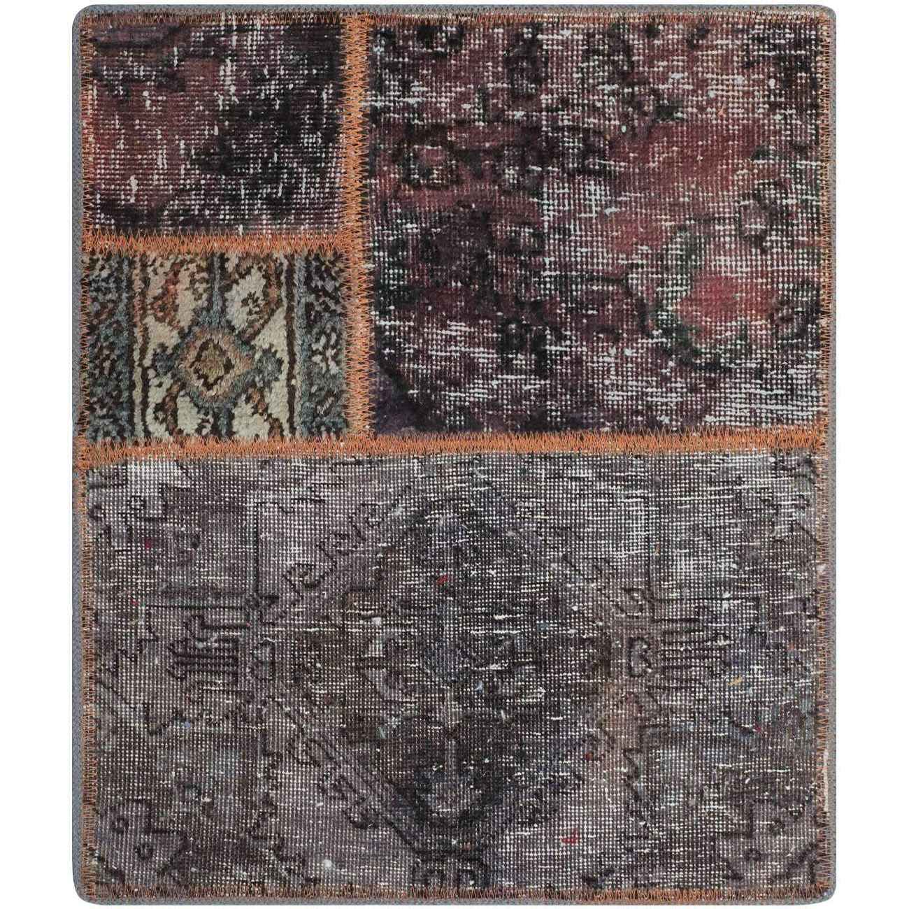 Vintage Persian Hand-Knotted Patchwork Carpet Geometric