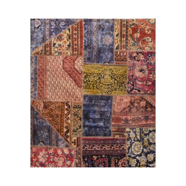 Vintage Persian Hand-Knotted Patchwork Carpet Geometric
