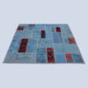 Persian Hand-Knotted Patchwork Carpet Geometric Blue
