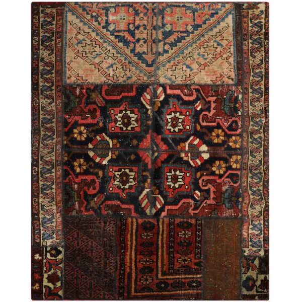 Vintage Persian Hand-Knotted Patchwork Carpet Brown