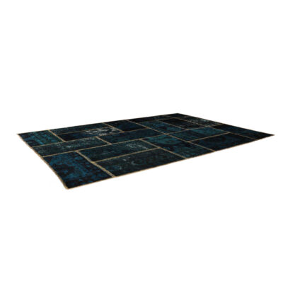 Persian Hand-Knotted Patchwork Carpet Navy Blue