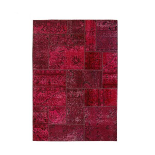 Vintage Persian Hand-Knotted Patchwork Carpet Magenta