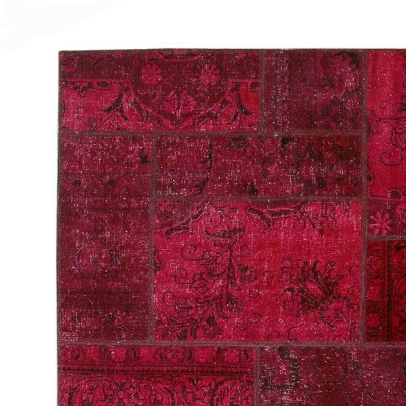 Vintage Persian Hand-Knotted Patchwork Carpet Magenta