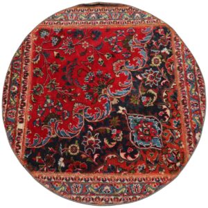 Persian Patchwork Rug Hand-Knotted Traditional Floral Red